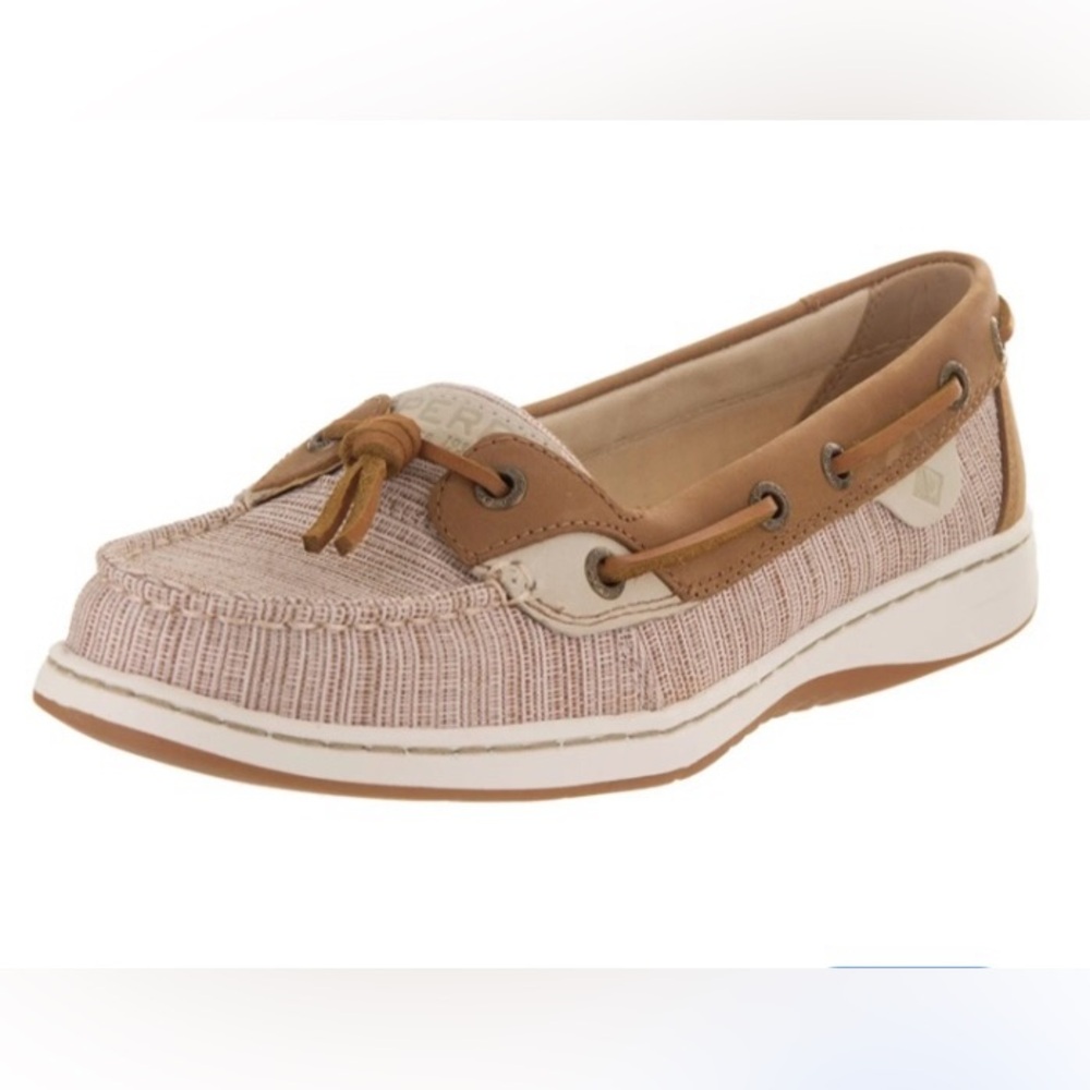 Sperry Tan and Cream Moccasins with Classic Stitching
